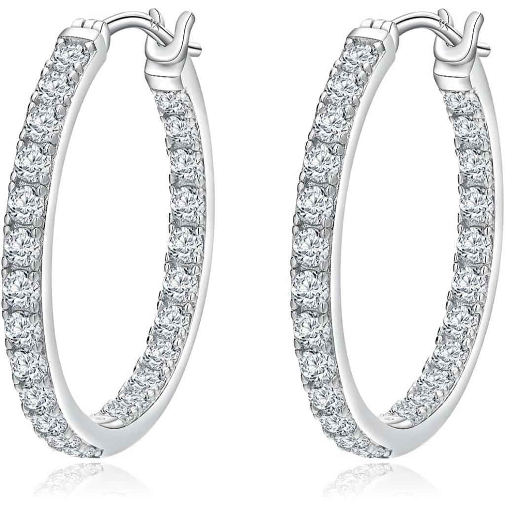 925 Sterling Silver/14k Gold Plated Hoop Earrings For Women Sensitive Ears Cubic